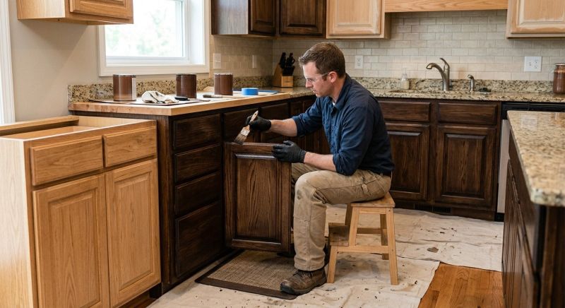 Wood Cabinet Staining in Carmel, IN